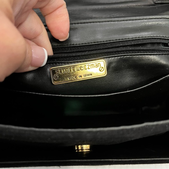 90s VINTAGE STUART WEITZMAN CROSSBODY BAG IN LEATHER/SUEDE AND BROWN CROC FLAP - Picture 8 of 11